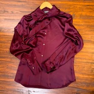 Vintage LAUREN Ralph Lauren Silk Tie Blouse Size 12 EUC!